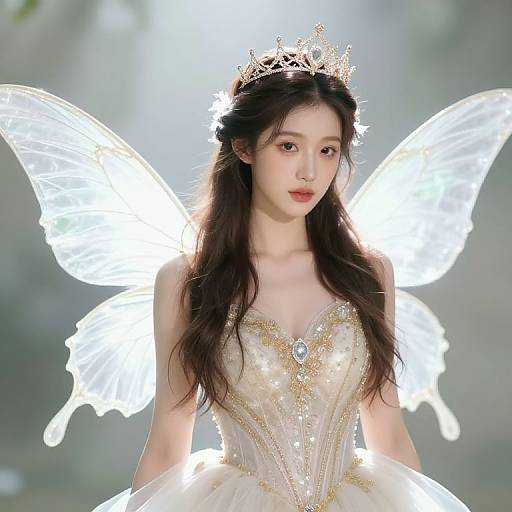 Enchanted Fairy with Crown and Wings