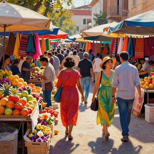 Colorful Festive Street Market Scene