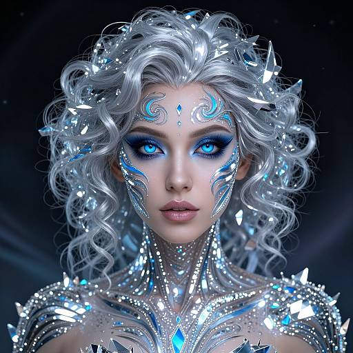 Ethereal Woman with Crystalline Hair