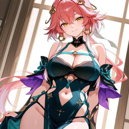 Charming Girl with Pink Hair and Jewelry