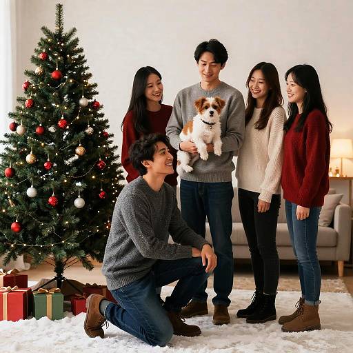 Joyful Christmas Gathering in Winter Scene