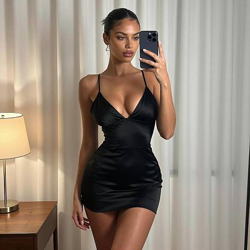 Elegant Woman Taking Mirror Selfie