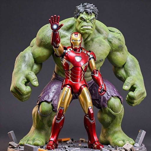 Realistic Iron Man and Hulk Collectible Figurine