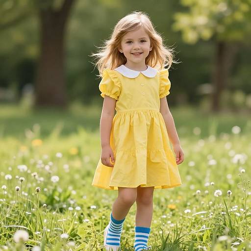 Joyful Girl in Sunny Meadow
