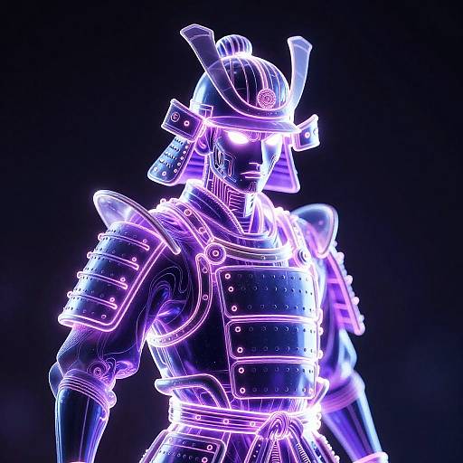 Neon Samurai with Glowing Armor