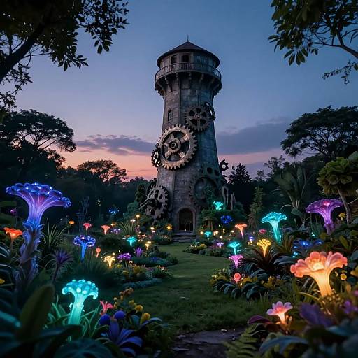 Surreal Insect View of Luminous Garden
