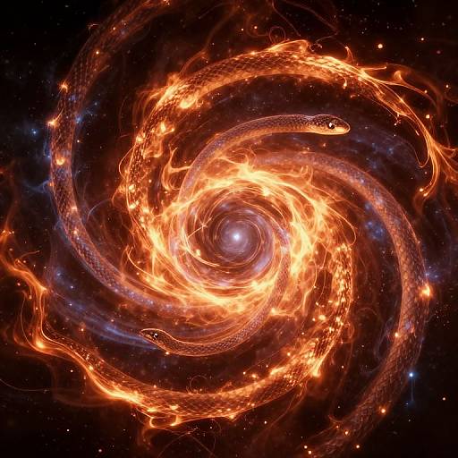 Cosmic Serpents in Fiery Vortex