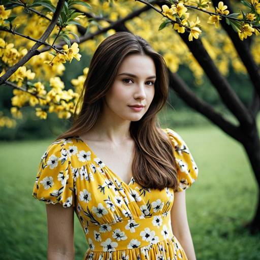 Realistic Portrait of Girl in Yellow Dress