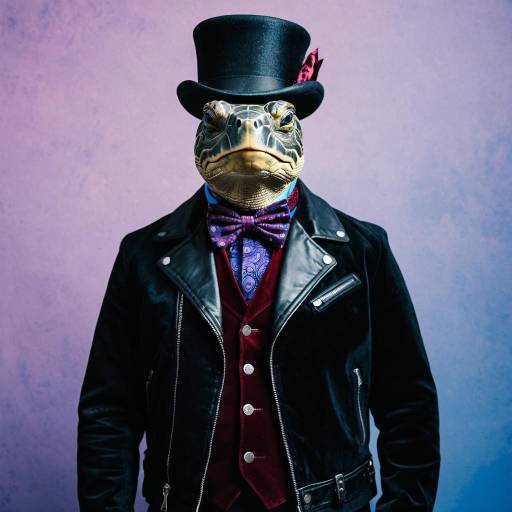 Turtle in Victorian Style Biker Outfit