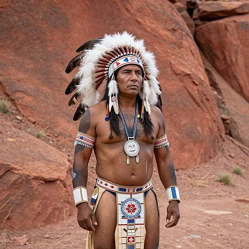 Native American Man in Traditional Attire