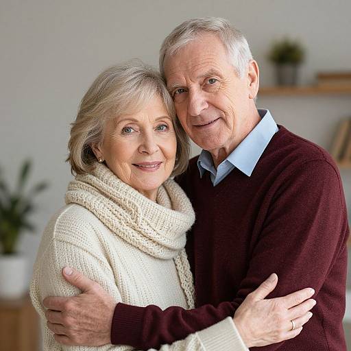Warm Embrace of Senior Couple