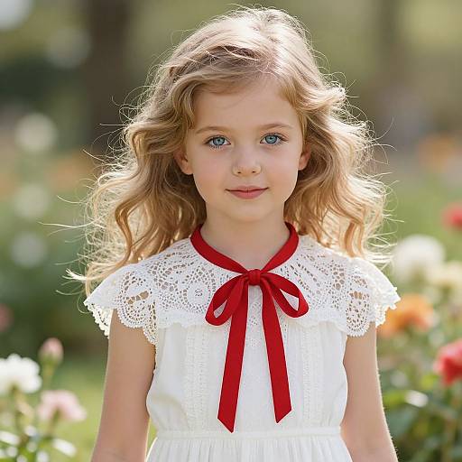 Serene Blonde Girl in Sunlit Garden