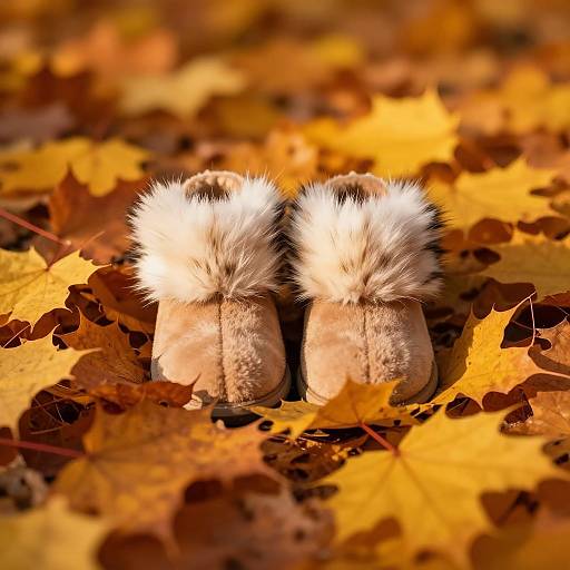 Cozy Furry Toes in Autumn Leaves