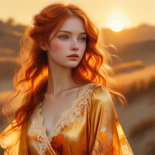 Elegant Woman in Warm Sunset Colors