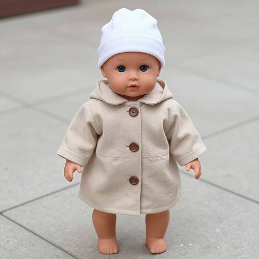 Baby Doll in Beige Coat and Hat