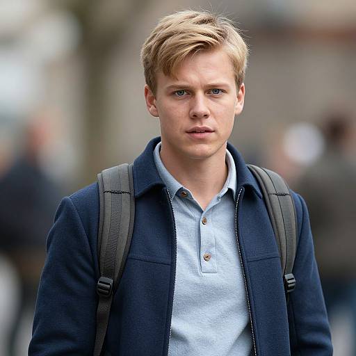 Realistic Blonde Boy in Jacket