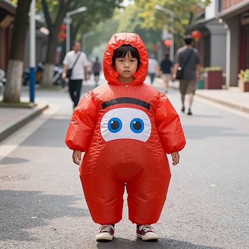 Child in Fun Red Car Costume