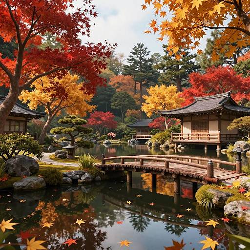 Cinematic Autumn Japanese Garden Concept Art