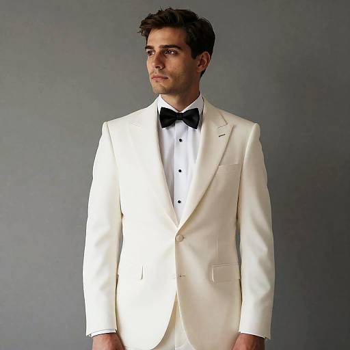 Elegant Wedding Man in White Suit