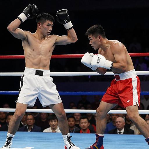 Two Male Boxers Fighting in Ring