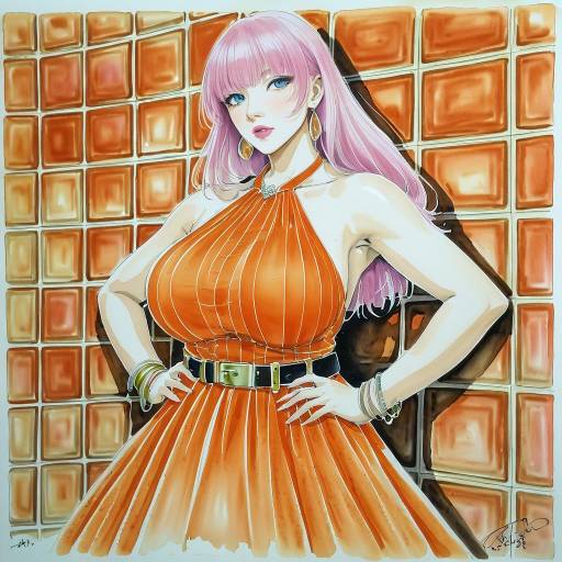 Stylish Girl in Orange Dress