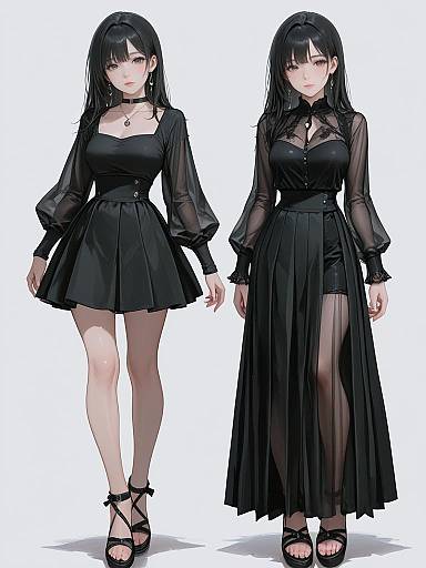 Woman in Sheer Black Dresses