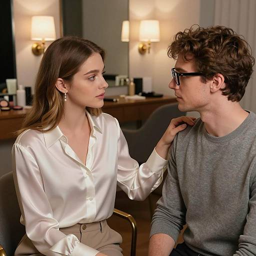 Intimate Encounter in Dimly Lit Room