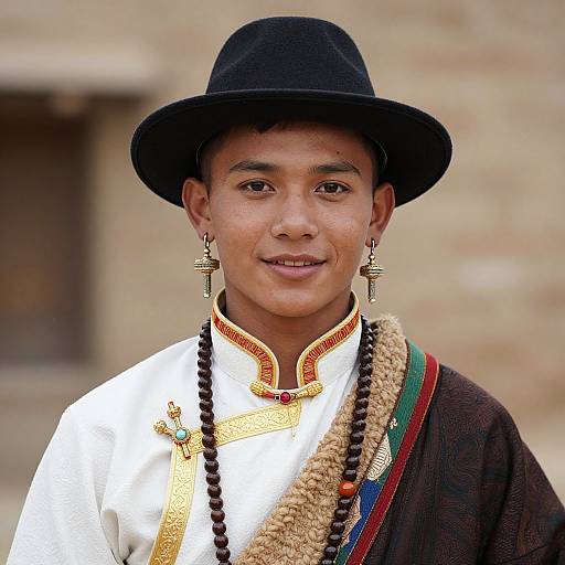 Realistic Portrait of Boy in Traditional Attire