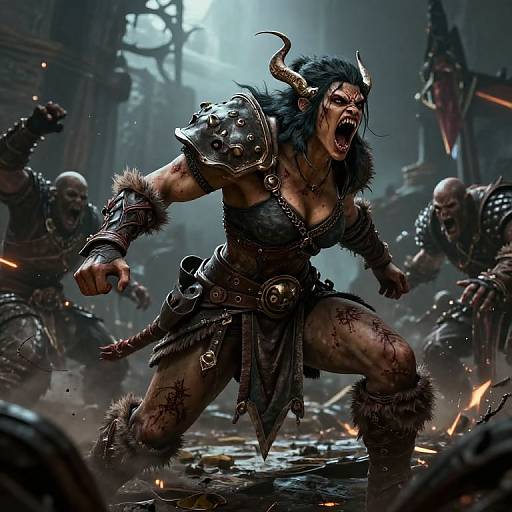 Fierce Female Barbarian Battle Cry