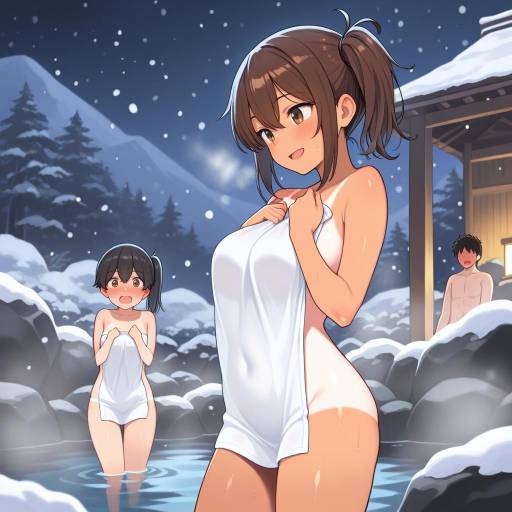 Winter Onsen Bliss with Kancolle Characters