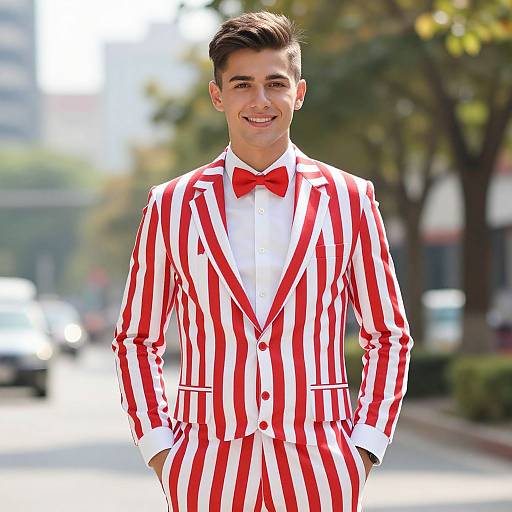 Confident Young Man in Classic Stripes
