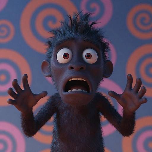 Intense Animated Creature with Vibrant Background