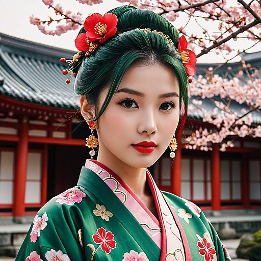 Elegant Modern Hanbok with Cherry Blossoms