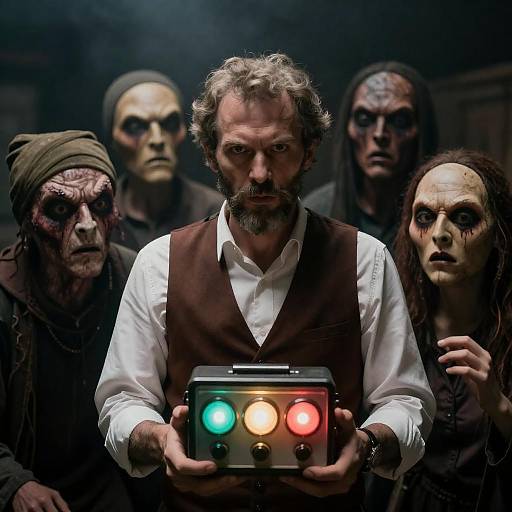 Eerie Encounter: Man with Creepy Creatures