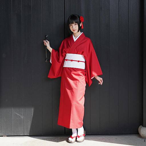 Elegant Asian Woman in Kimono Style