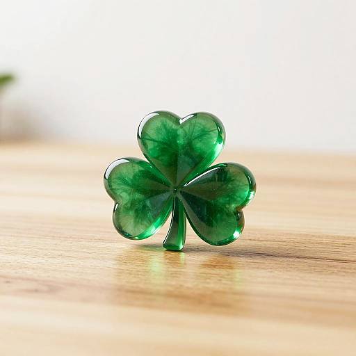 Emerald Clover Resin on Oak Surface