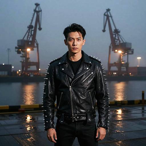 Spiky Leather Jacket at Foggy Dock