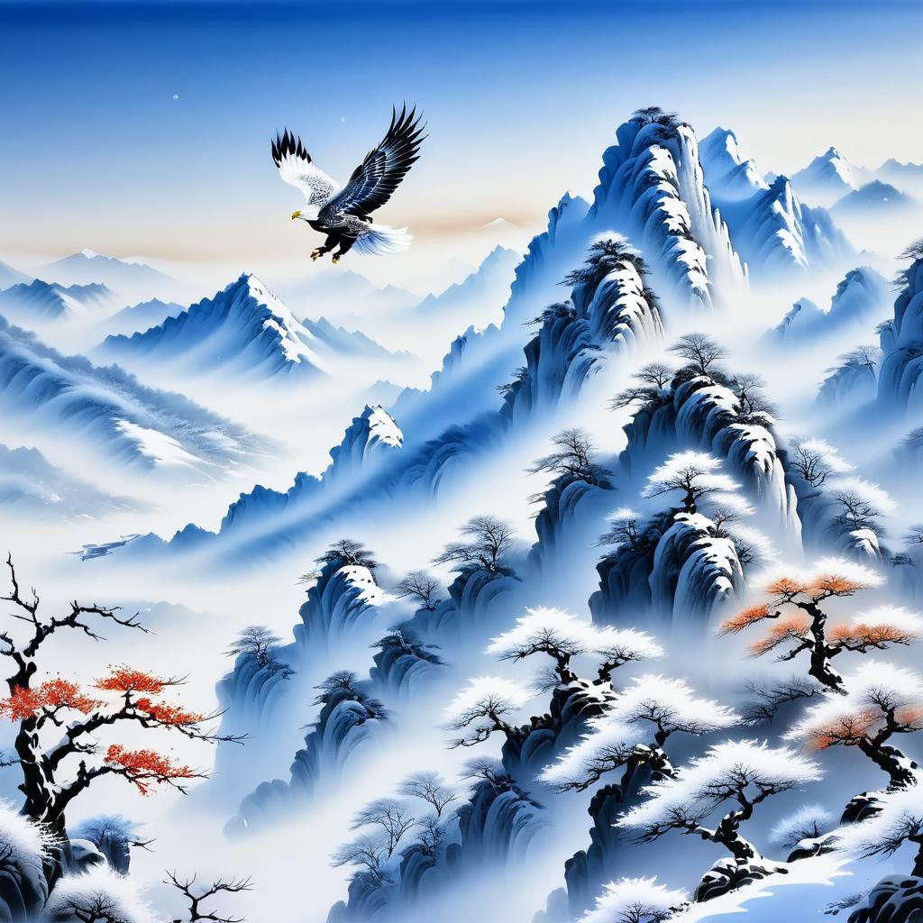 Serene Chinese Landscape with Snowy Mountains