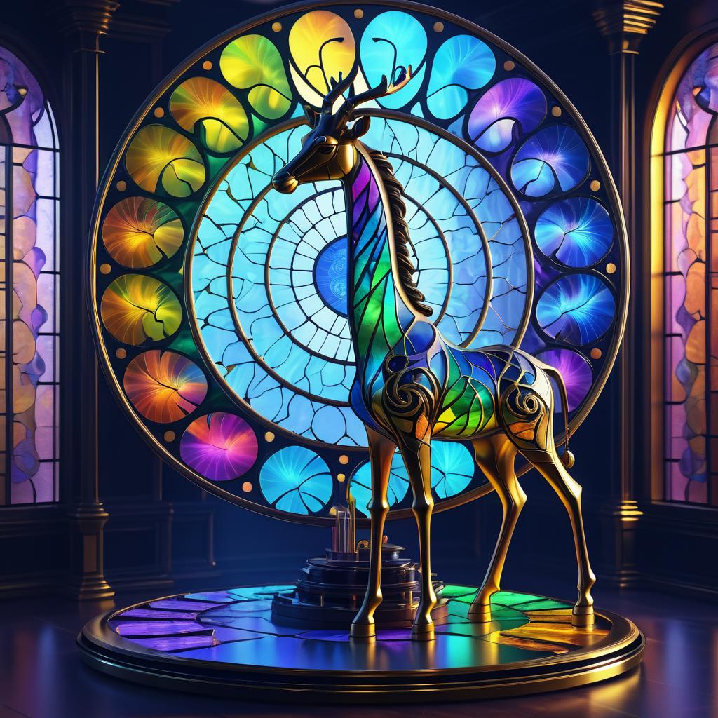 Vibrant Giraffe in Stained Glass Art