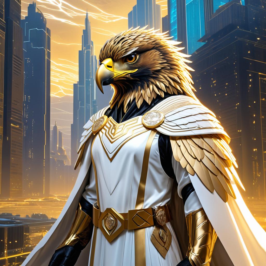 Majestic Anthro Eagle in Dystopian City