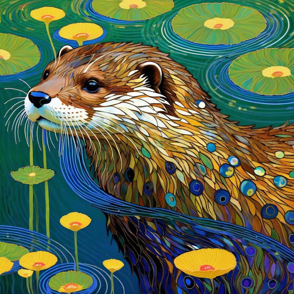 Playful Otter Portrait in Vibrant Colors