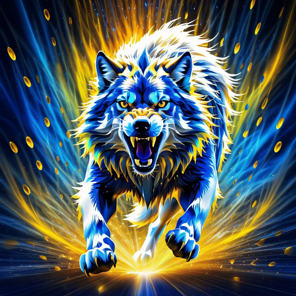 Dynamic 3D Wolf Emergence Artwork