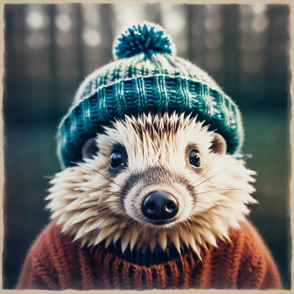 Charming Hedgehog in Knitted Sweater