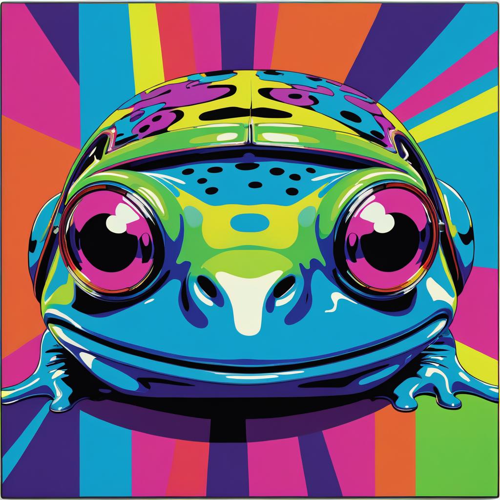 Vibrant Andy Warhol-Style Frog Art