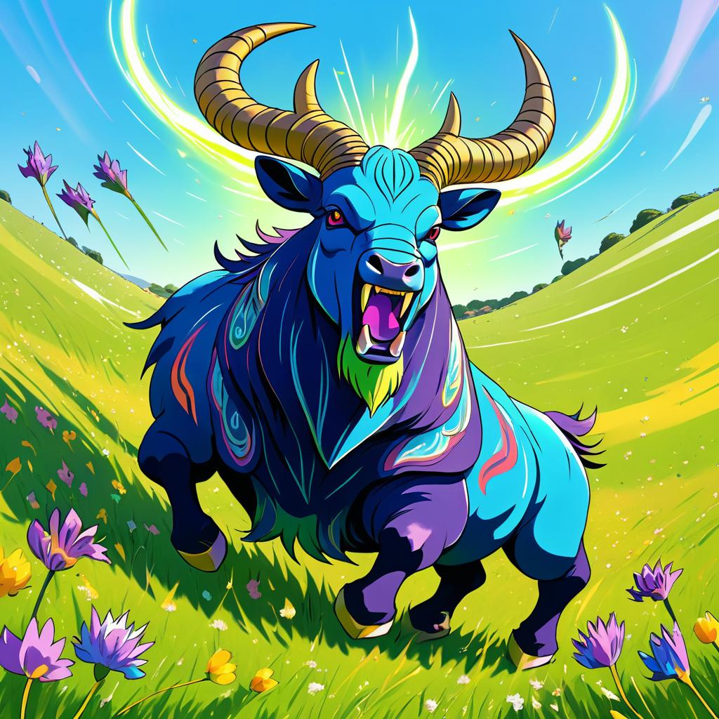 Vibrant Comic Style Heracross in Meadow