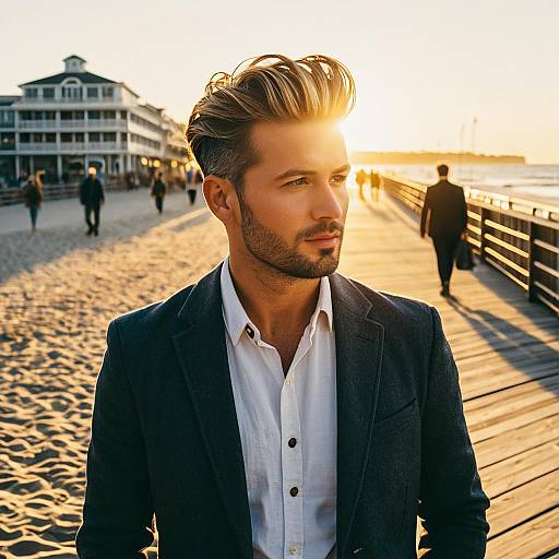 Classic Comb Over on Beach Boardwalk