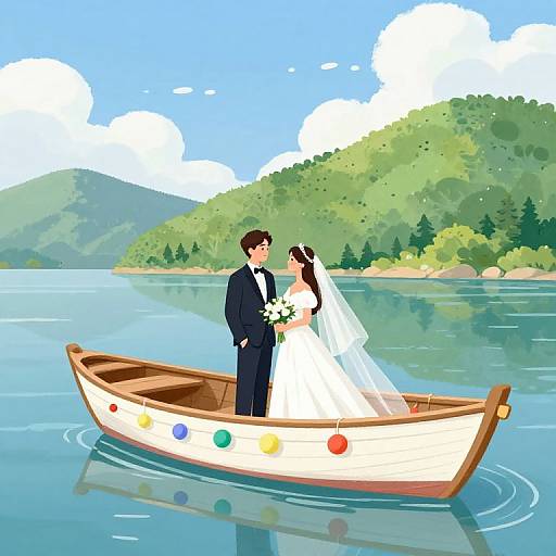 Romantic Wedding on Decorated Boat