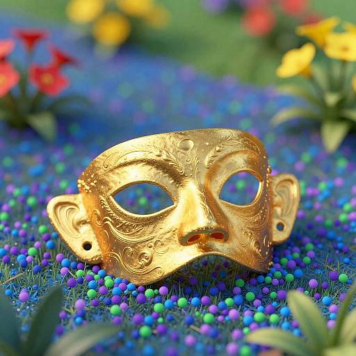 Colorful Gold Mask in Dreamy Field