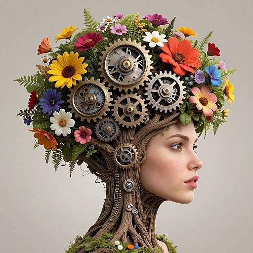 Surreal Human-Nature Mechanical Fusion