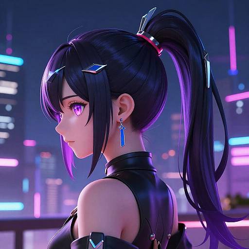 Cyberpunk Anime Ponytail Style